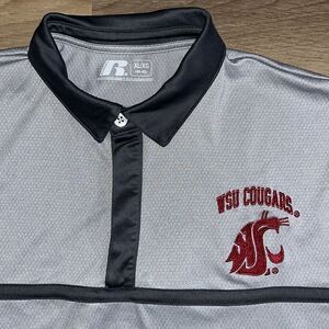 Gray Wazzu WSU Washington state cougars Russell polyester SS golf polo shirt XL